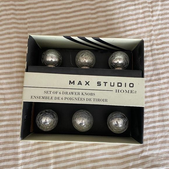 NIB Max Studio Home Crackle Mercury Glass Finish Set of 6 Knobs - Picture 1 of 3